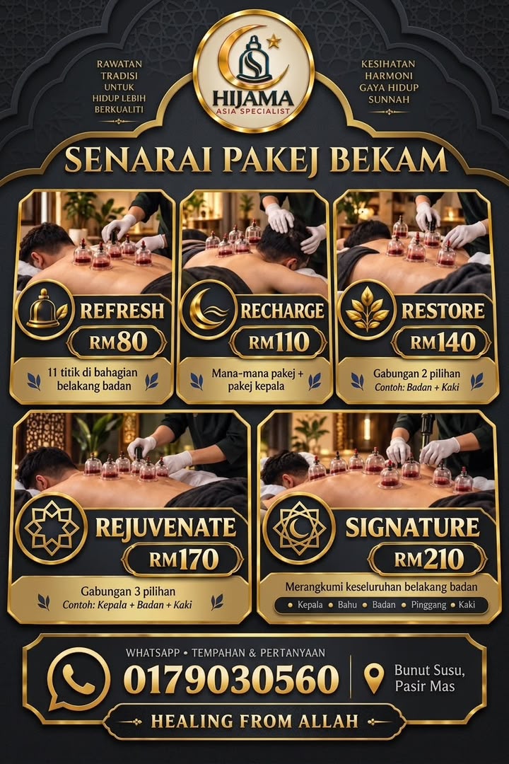 Senarai pakej bekam Hijama Asia Specialist